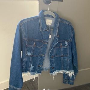 Darker wash cropped(not too crop) denim jacket!